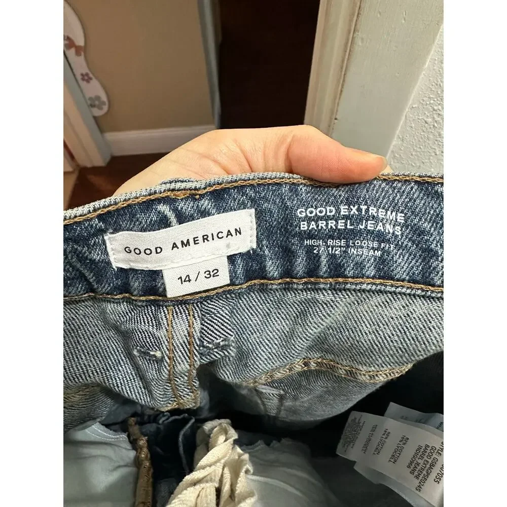 NWT Good American Extreme Barrel Jeans Indigo 966 Denim 14/32 Baggy JNCO Loose - Picture 9 of 12